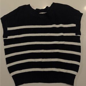 Navy and White Striped Women's Sweater